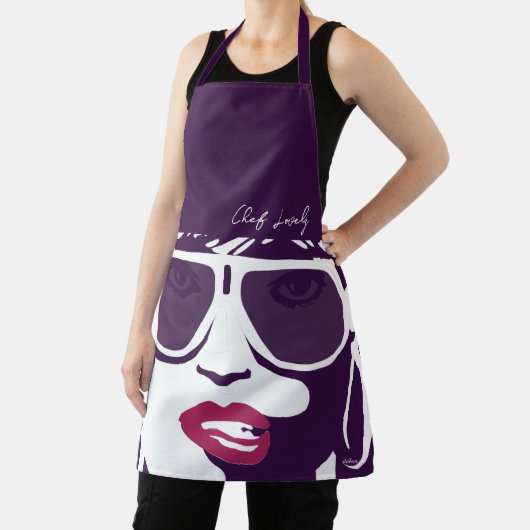 Paarse Pop Kunst  Vrouw Zonnebrillen Roze Licht Schort (Insitu)