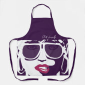Paarse Pop Kunst  Vrouw Zonnebrillen Roze Licht Schort (Voorkant)