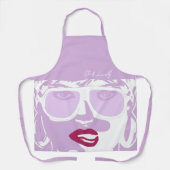 Paarse Pop Kunst Vrouw Zonnebrillen Roze Licht Schort (Voorkant)