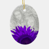 Paarse Pop Kunst zonnebloem Afstuderen Foto Keramisch Ornament (Achterkant)