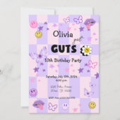 Paarse Pop Muziek Tween Tiener Verjaardagsuitnodig Kaart (Voorkant)