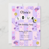 Paarse Pop Muziek Tween Tiener Verjaardagsuitnodig Kaart (Voorkant)