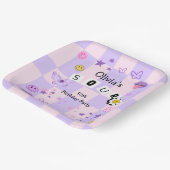 Paarse Pop Muziek Tween Tiener Verjaardagsuitnodig Papieren Bordje (Gebogen)