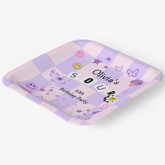 Paarse Pop Muziek Tween Tiener Verjaardagsuitnodig Papieren Bordje (Gebogen)