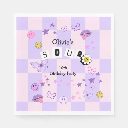 Paarse Pop Muziek Tween Tiener Verjaardagsuitnodig Servet (Voorkant)