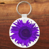 Paarse Pop zonnebloem Sleutelhanger (Voorkant)