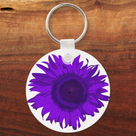 Paarse Pop zonnebloem Sleutelhanger (Voorkant)