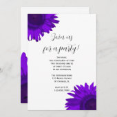 Paarse Pop - Zonnebloem - uitnodiging (Voorkant / Achterkant)