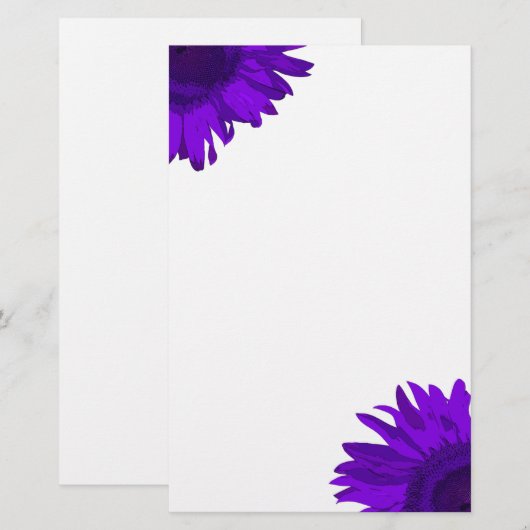 Paarse Pop zonnebloemen Briefpapier (Voorkant / Achterkant)