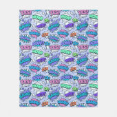 Paarse PopArt Words Fleece Deken (Voorkant)