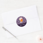 Paarse Popcorn Ronde Sticker (Envelop)