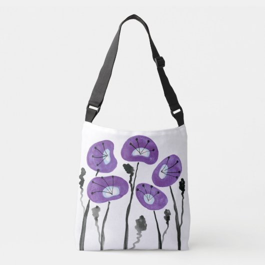 Paarse Poppies Crossbody Bag Crossbody Tas (Voorkant)