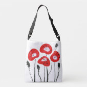 Paarse Poppies Crossbody Bag Tas (Achterkant)