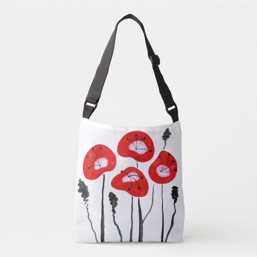 Paarse Poppies Crossbody Bag Tas (Voorkant)