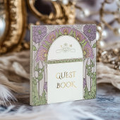 Paarse Poppies Gouden bruiloft Art Nouveau Gastenboek