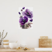 Paarse Poppy Flowers Art Print Poster (Keuken)