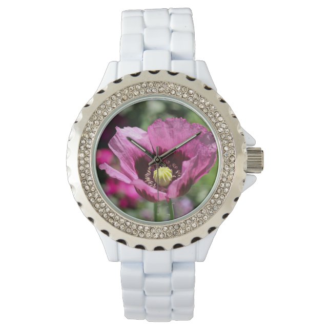 Paarse Poppy Watch Horloge (Voorkant)