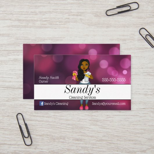 Paarse portieteelt visitekaartje (Voorkant / Achterkant in situ)