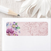  Paarse Posies Retour Adreslabels Etiket (Insitu)