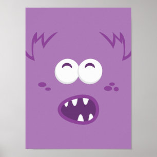 Paarse Poster van Monster Face