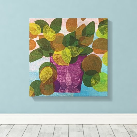 Paarse pot uitgerekt canvas (Insitu (Houten vloer))