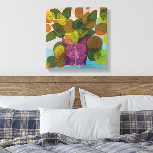 Paarse pot uitgerekt canvas afdruk (Insitu (Slaapkamer))