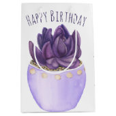 Paarse Pothuis Succulent voor Verjaardag Medium Cadeauzakje (Voorkant)