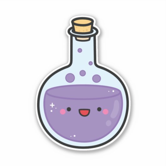 Paarse Potion Fles voor Halloween Sticker (Voorkant)