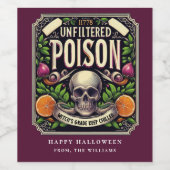 Paarse Potion Halloween Skeleton Poison Wine Label Wijn Etiket (Enkel label)