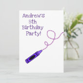 Paarse Potlood Verjaardagsfeestje Kaart (Staand voorkant)