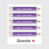 Paarse potloodnaam Custom-Cut Vinyl Sticker (Vel)