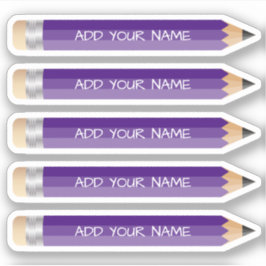 Paarse potloodnaam Custom-Cut Vinyl Sticker