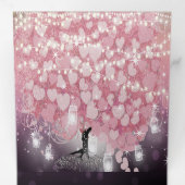 Paarse powder roze en zwarte hals drieluik uitnodiging (Binnenzijde eerst)