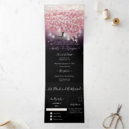 Paarse powder roze en zwarte hals drieluik uitnodiging