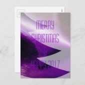 Paarse prettige kerst nieuwjaar 2017 feestdagenkaart (Voorkant / Achterkant)