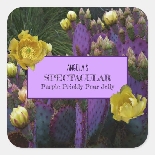 Paarse Prickly Pear Cactus Jelly Jar Labels (Voorkant)