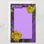 Paarse Prickly Pear Opuntia Cactus Yellow Flowers Briefpapier (Voorkant / Achterkant)