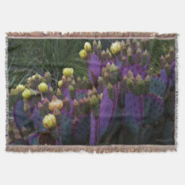 Paarse Prickly Pear Opuntia Cactus Yellow Flowers Deken