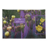 Paarse Prickly Pear Opuntia Cactus Yellow Flowers Kussensloop (Achterkant-Rechts)