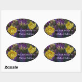 Paarse Prickly Pear Opuntia Cactus Yellow Flowers Ovale Sticker (Vel)