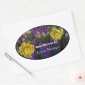Paarse Prickly Pear Opuntia Cactus Yellow Flowers Ovale Sticker (Envelop)