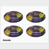 Paarse Prickly Pear Opuntia Cactus Yellow Flowers Ovale Sticker (Vel)