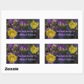 Paarse Prickly Pear Opuntia Cactus Yellow Flowers Rechthoekige Sticker (Vel)