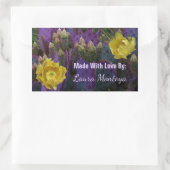Paarse Prickly Pear Opuntia Cactus Yellow Flowers Rechthoekige Sticker (Tas)
