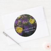 Paarse Prickly Pear Opuntia Cactus Yellow Flowers Ronde Sticker (Envelop)