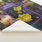 Paarse Prickly Pear Opuntia Cactus Yellow Flowers Sherpa Deken (3/4)