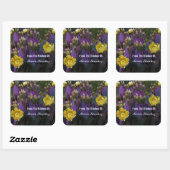 Paarse Prickly Pear Opuntia Cactus Yellow Flowers Vierkante Sticker (Vel)