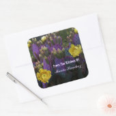 Paarse Prickly Pear Opuntia Cactus Yellow Flowers Vierkante Sticker (Envelop)