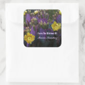 Paarse Prickly Pear Opuntia Cactus Yellow Flowers Vierkante Sticker (Tas)