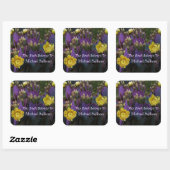Paarse Prickly Pear Opuntia Cactus Yellow Flowers Vierkante Sticker (Vel)